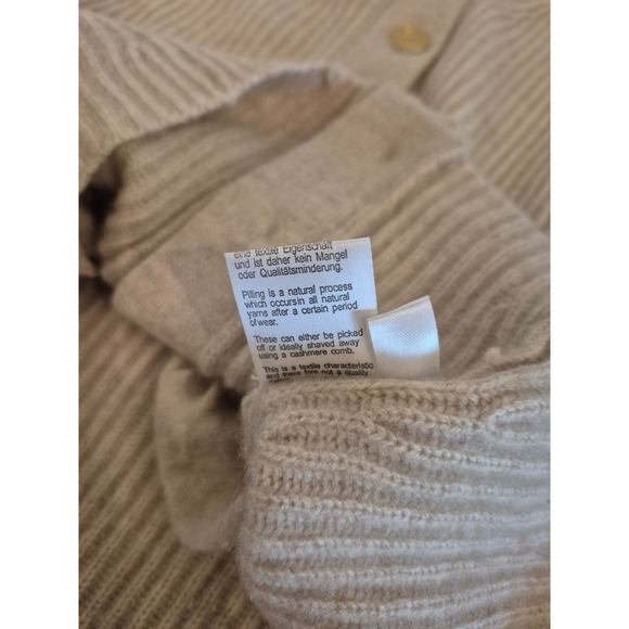 Heartbreaker 100% Cashmere Ribbed Cardigan Beige Gold Anchors Buttons - Small - Picture 8 of 10